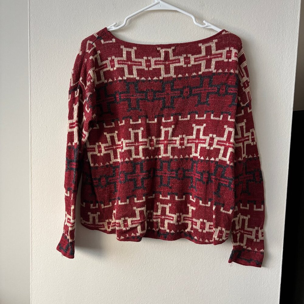 Denim & Supply Ralph Lauren Red Patterned Sweater - Size Small - Picture 5 of 5